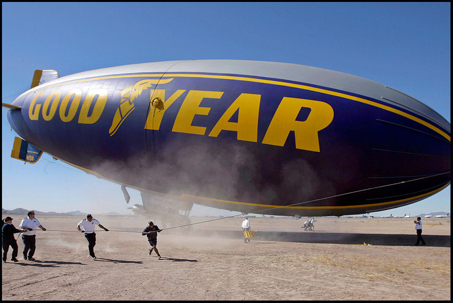 Goodyear blimp lands
